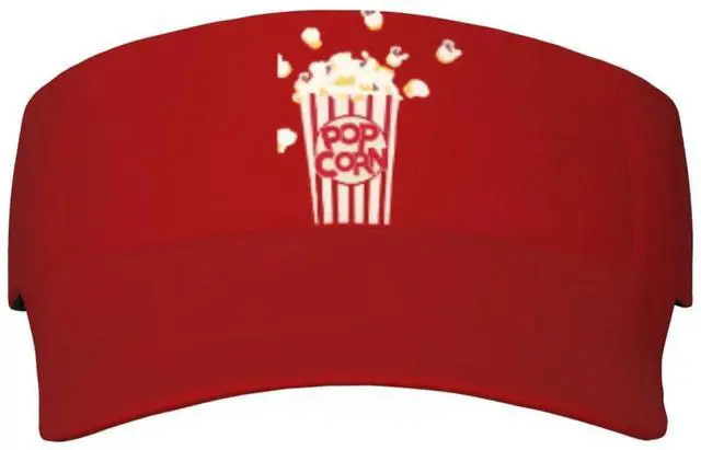 Main image of Retro Popcorn Red Wide Brim Sun Visor Hat Empty Top Sun Cap Adult Unisex Adjustable Baseball Hats Sunscreen Visor Caps for Sports Beach Tennis Golf Running Hiking