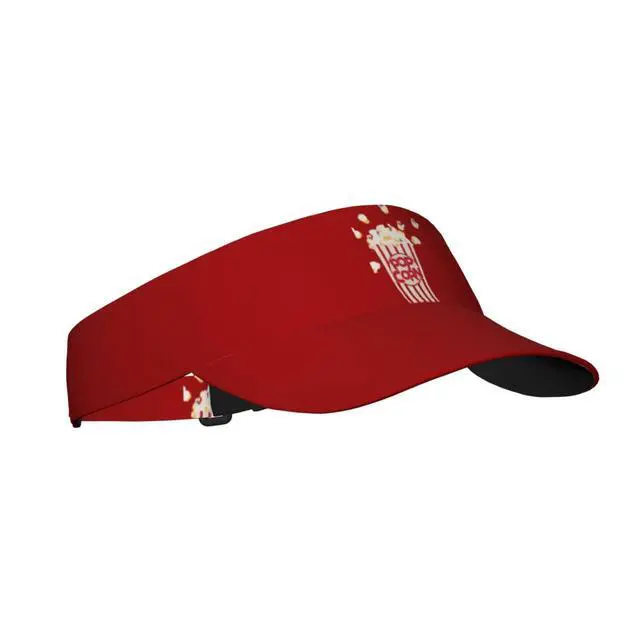 Alt view image 2 of 7 - Retro Popcorn Red Wide Brim Sun Visor Hat Empty Top Sun Cap Adult Unisex Adjustable Baseball Hats Sunscreen Visor Caps for Sports Beach Tennis Golf Running Hiking