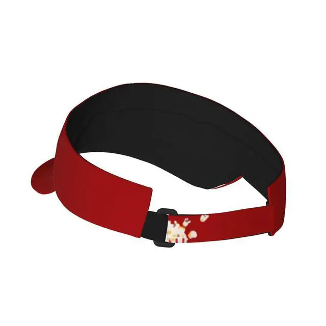 Alt view image 3 of 7 - Retro Popcorn Red Wide Brim Sun Visor Hat Empty Top Sun Cap Adult Unisex Adjustable Baseball Hats Sunscreen Visor Caps for Sports Beach Tennis Golf Running Hiking