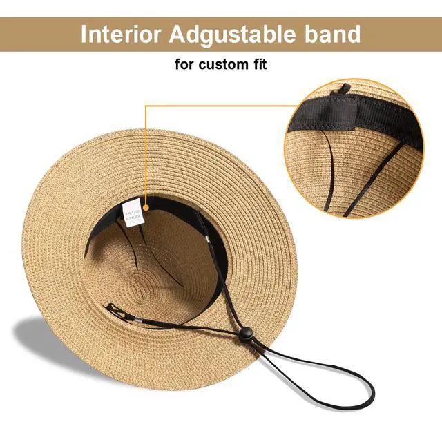 Alt view image 5 of 7 - Beach Sun Hats for Women, Straw Hat for Women UPF 50+ UV Sun Protection Summer Hat Foldable Roll up Cap A-Khaki