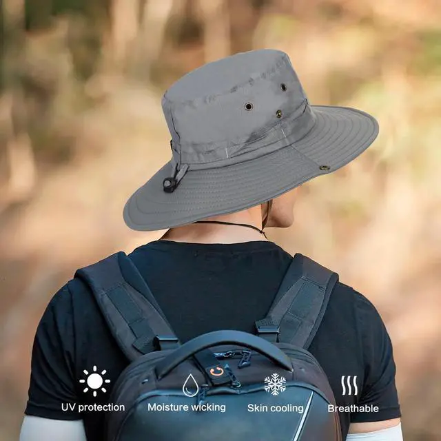 Alt view image 4 of 6 - Wide Brim Sun Hat for Men Women, UPF 50+ UV Protection Beach Bucket Hat, Summer Outdoor Safari Fishing Hats
