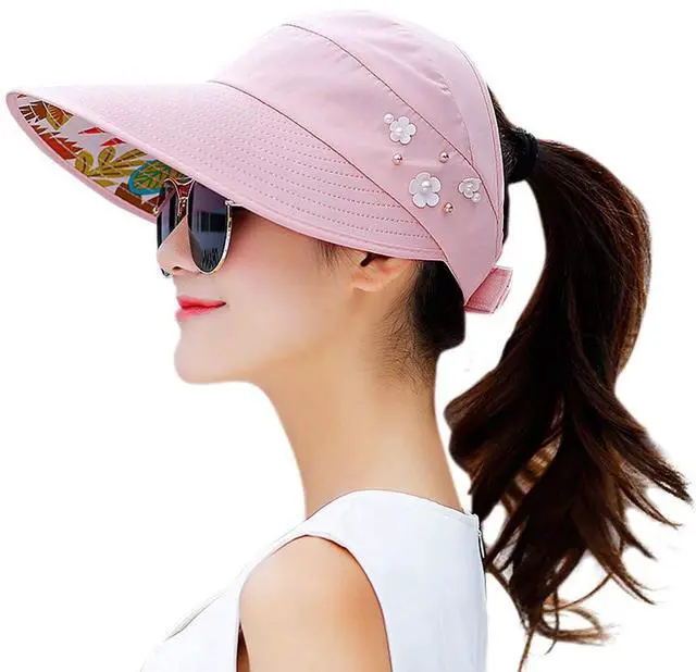 Main image of Sun Hats for Women Wide Brim Sun Hat UV Protection Visor Floppy Summer Packable Caps Light Pink