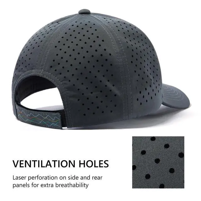 Alt view image 2 of 6 - UPF 50+ Performance Water Resistant Baseball Cap Lightweight Breathable Hat Golf Running Boat Hiking for Men Women Dark Grey
