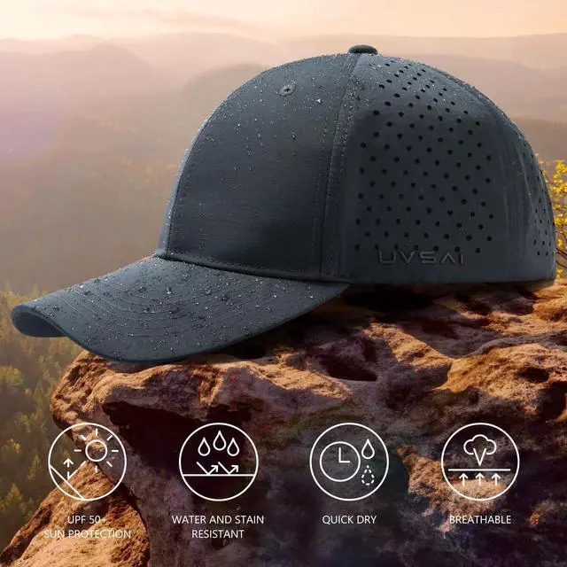 Alt view image 4 of 6 - UPF 50+ Performance Water Resistant Baseball Cap Lightweight Breathable Hat Golf Running Boat Hiking for Men Women Dark Grey