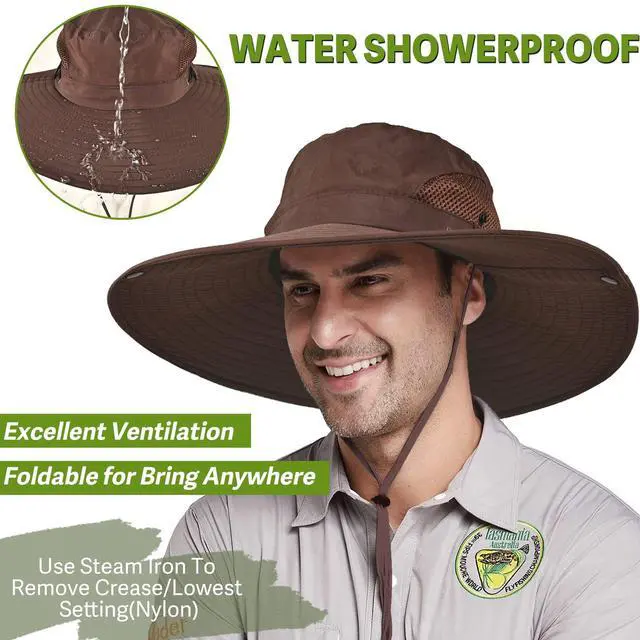 Alt view image 2 of 7 - Wide Brim Fishing Sun Hat for Men Women, UPF 50+ Waterproof Bucket Boonie Hat Hiking Camping Safari Garden Beach