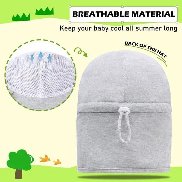 Alt view image 3 of 5 - UPF 50+ Baby Sun Hat with Ear and Neck Protection - Toddler Beach Hat for Boys & Girls - Ideal for Summer Fun(6-24M)