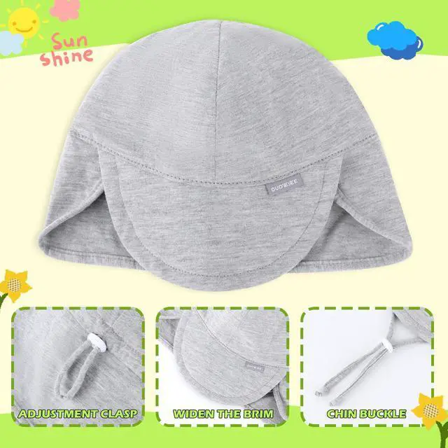 Alt view image 2 of 5 - UPF 50+ Baby Sun Hat with Ear and Neck Protection - Toddler Beach Hat for Boys & Girls - Ideal for Summer Fun(6-24M)