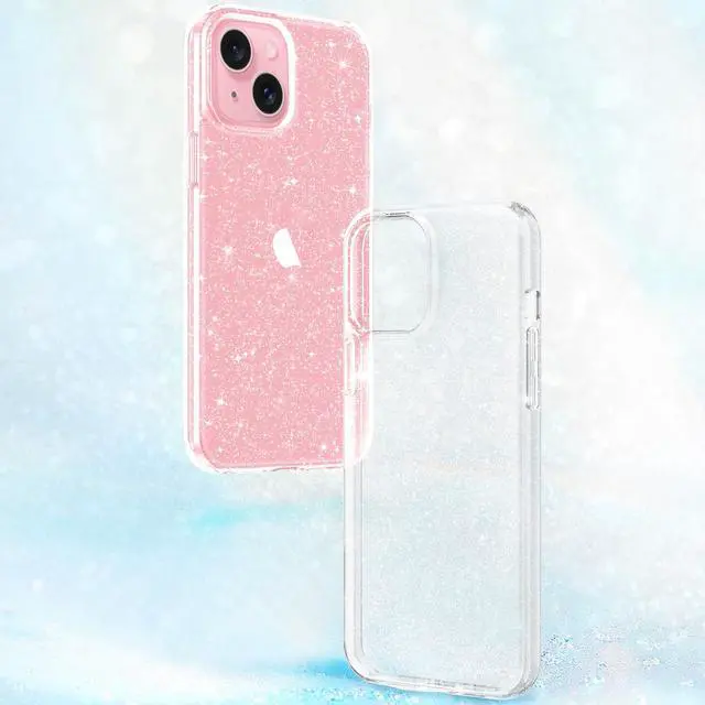 Alt view image 3 of 7 - Compatible with iPhone 13 Case, Clear Glitter Soft TPU Shockproof Protective Bumper Cover, Sparkle Bling Sparkly Cute Slim Women Girls Phone Case for iPhone 13, 6.1inch