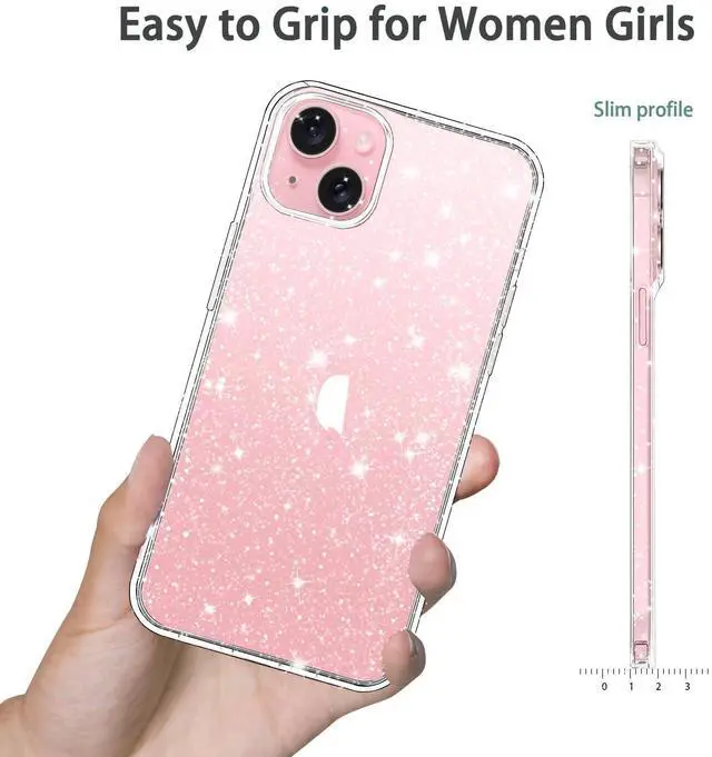 Alt view image 4 of 7 - Compatible with iPhone 13 Case, Clear Glitter Soft TPU Shockproof Protective Bumper Cover, Sparkle Bling Sparkly Cute Slim Women Girls Phone Case for iPhone 13, 6.1inch