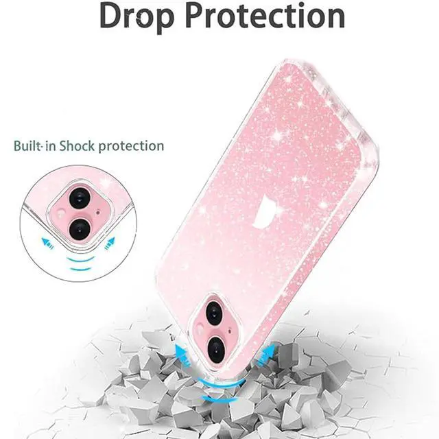Alt view image 6 of 7 - Compatible with iPhone 13 Case, Clear Glitter Soft TPU Shockproof Protective Bumper Cover, Sparkle Bling Sparkly Cute Slim Women Girls Phone Case for iPhone 13, 6.1inch