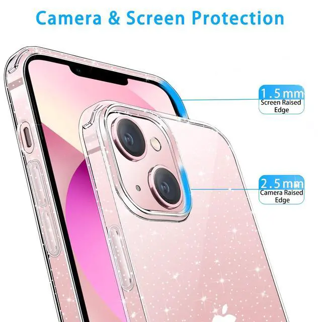Alt view image 5 of 7 - Compatible with iPhone 13 Case, Clear Glitter Soft TPU Shockproof Protective Bumper Cover, Sparkle Bling Sparkly Cute Slim Women Girls Phone Case for iPhone 13, 6.1inch