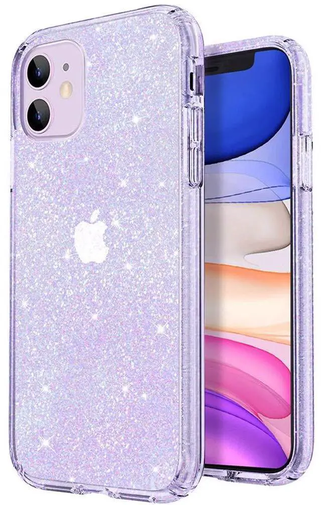 Main image of Compatible with iPhone 11 Case, Clear Glitter Sparkle Bling Anti-Scratch Shockproof Protective Flexible Phone Cases Cute Slim Thin Bumper Cover for Women Girls (6.1 inch) 2019