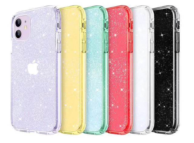 Alt view image 2 of 7 - Compatible with iPhone 11 Case, Clear Glitter Sparkle Bling Anti-Scratch Shockproof Protective Flexible Phone Cases Cute Slim Thin Bumper Cover for Women Girls (6.1 inch) 2019