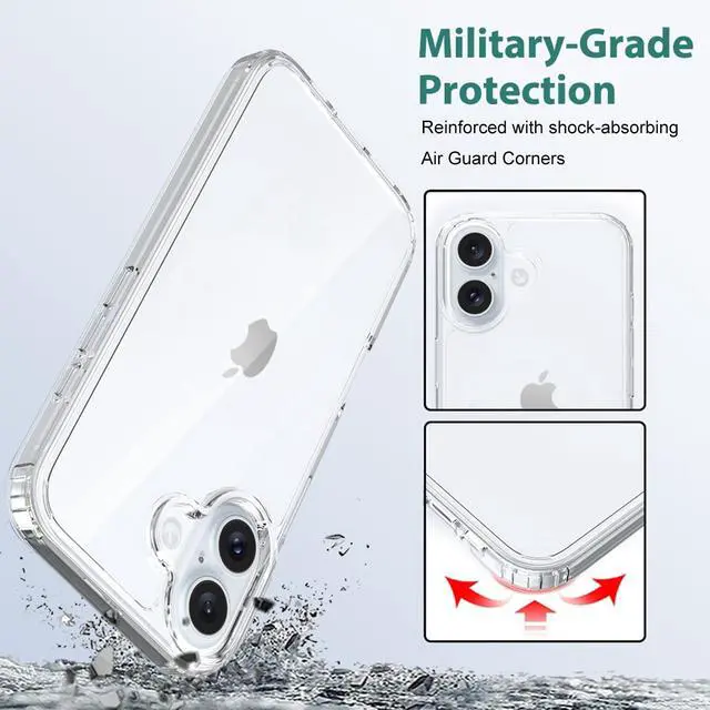 Alt view image 4 of 6 - Phone Case Compatible with iPhone 16, Clear Case Anti-Yellowing Protective Bumper Hard Back Cover for 6.1 Inch