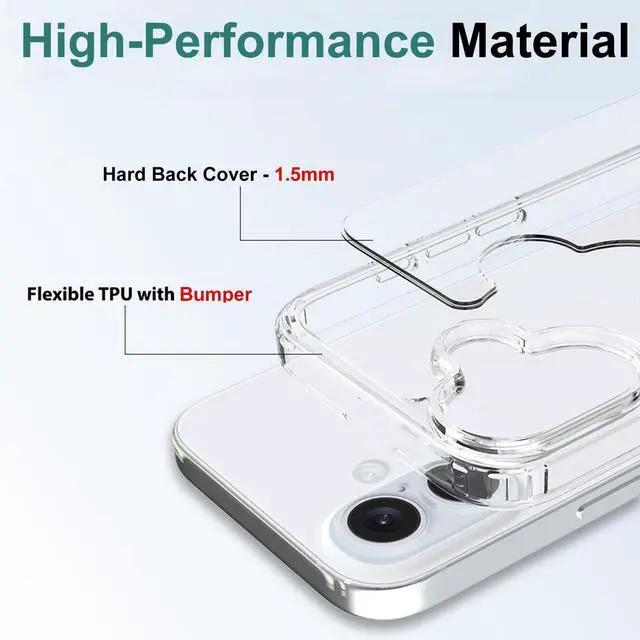 Alt view image 3 of 6 - Phone Case Compatible with iPhone 16, Clear Case Anti-Yellowing Protective Bumper Hard Back Cover for 6.1 Inch