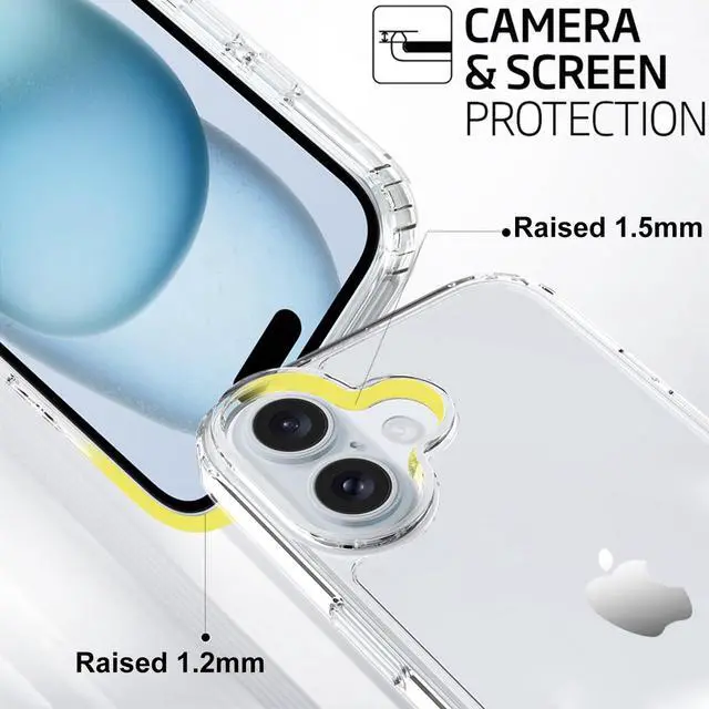 Alt view image 5 of 6 - Phone Case Compatible with iPhone 16, Clear Case Anti-Yellowing Protective Bumper Hard Back Cover for 6.1 Inch