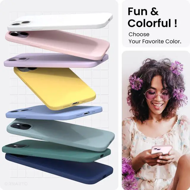 Alt view image 4 of 6 - Compatible with iPhone 14 Case 6.1, Slim Liquid Silicone 3 Layers Full Phone Covered Soft Gel Rubber Case Protective Phone Cover 6.1 Inch-Chalk Pink