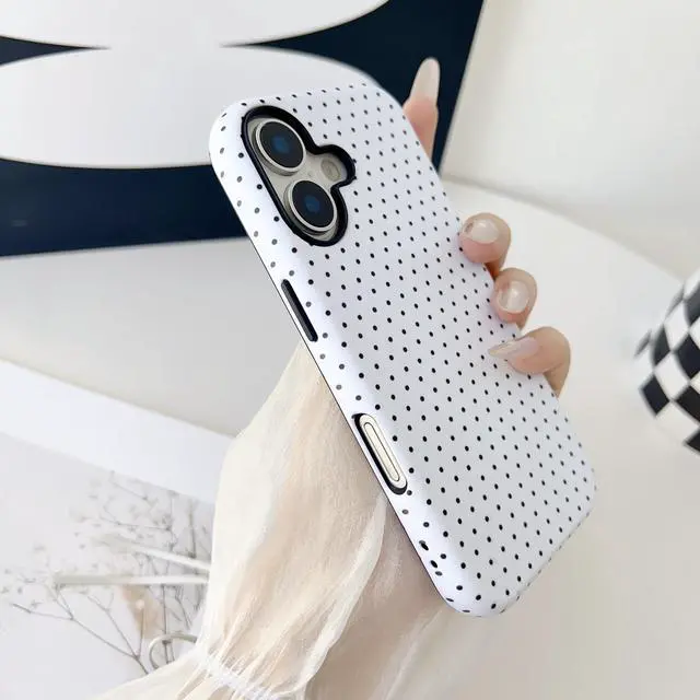 Alt view image 4 of 7 - Magnetic Case for iPhone 13/14, Compatible with MagSafe, Aesthetic Polka Dot Cute Design for Women, Hybrid 2-Layer Hard Shell Phone Cover, White