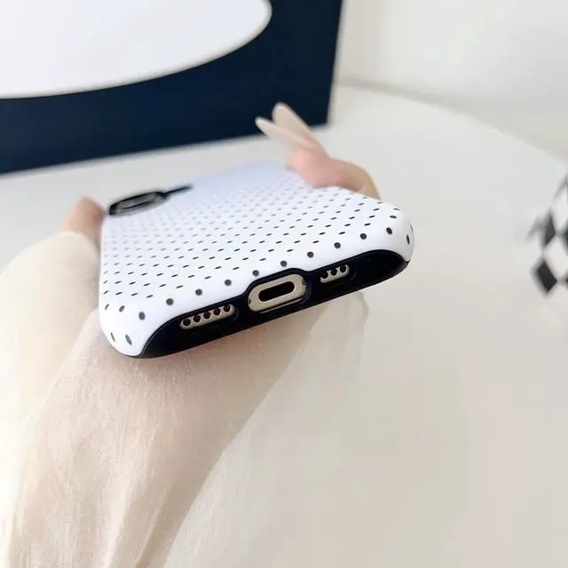 Alt view image 5 of 7 - Magnetic Case for iPhone 13/14, Compatible with MagSafe, Aesthetic Polka Dot Cute Design for Women, Hybrid 2-Layer Hard Shell Phone Cover, White