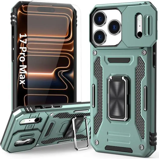 Main image of Case Compatible with iPhone17 Pro Max Phone Case with Stand & Camera Cover & HD Screen Protector, Dual-Layer Shockproof Military-Grade Drop Protection, for 17 Pro Max (Alpine Green)