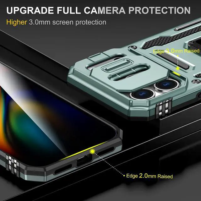 Alt view image 3 of 6 - Case Compatible with iPhone17 Pro Max Phone Case with Stand & Camera Cover & HD Screen Protector, Dual-Layer Shockproof Military-Grade Drop Protection, for 17 Pro Max (Alpine Green)