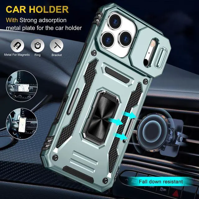 Alt view image 6 of 6 - Case Compatible with iPhone17 Pro Max Phone Case with Stand & Camera Cover & HD Screen Protector, Dual-Layer Shockproof Military-Grade Drop Protection, for 17 Pro Max (Alpine Green)
