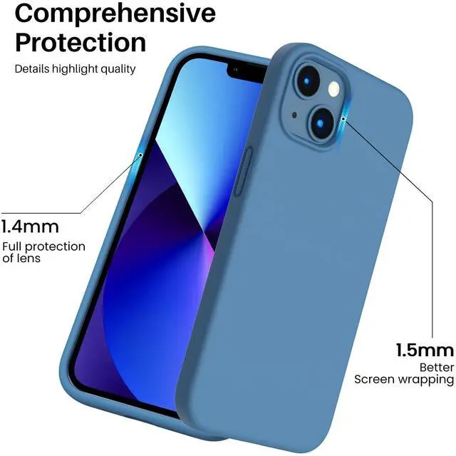 Alt view image 5 of 7 - Shockproof Liquid Silicone Designed for iPhone 13 Case Gel Rubber Anti-Shock Cover Case Drop Protection 6.1inch-Blue