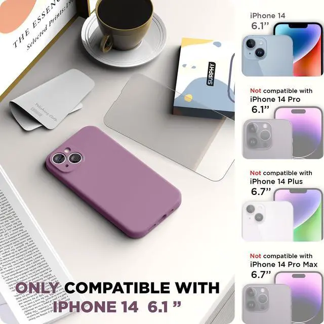 Alt view image 2 of 7 - Compatible with iPhone 14 Case with Screen Protector (Camera Protection & Soft Microfiber Lining) Liquid Silicone Phone Case 6.1 inch 2022, Lilac Purple