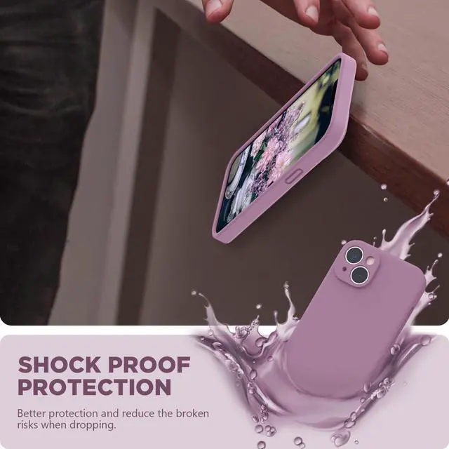 Alt view image 7 of 7 - Compatible with iPhone 14 Case with Screen Protector (Camera Protection & Soft Microfiber Lining) Liquid Silicone Phone Case 6.1 inch 2022, Lilac Purple