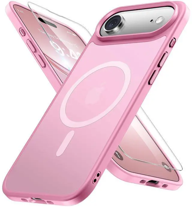 Main image of Magnetic for iPhone Air Case with Screen Protector(Compatible with MagSafe), Slim Thin Translucent Matte Military-Grade Protected Phone Cover for iPhone 17 Air 6.5", Light Pink