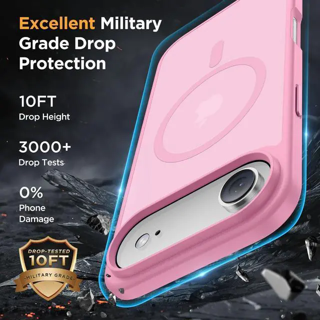 Alt view image 4 of 7 - Magnetic for iPhone Air Case with Screen Protector(Compatible with MagSafe), Slim Thin Translucent Matte Military-Grade Protected Phone Cover for iPhone 17 Air 6.5", Light Pink