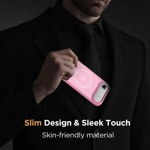 Alt view image 6 of 7 - Magnetic for iPhone Air Case with Screen Protector(Compatible with MagSafe), Slim Thin Translucent Matte Military-Grade Protected Phone Cover for iPhone 17 Air 6.5", Light Pink