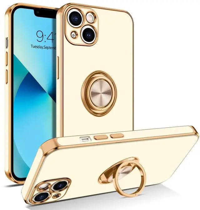 Main image of for iPhone 13 Case, Phone Case iPhone 13, Slim Fit 360° Ring Holder Shockproof Kickstand Magnetic Car Mount Supported Non-Slip Protective Women Girls Boys Cover for iPhone 13 6.1 Inch, White