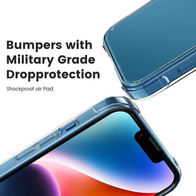 Alt view image 3 of 6 - for iPhone 14 Case for iPhone 13 Case Clear Transparent Shockproof Bumpers Cases for iPhone 13/14 Phone Case