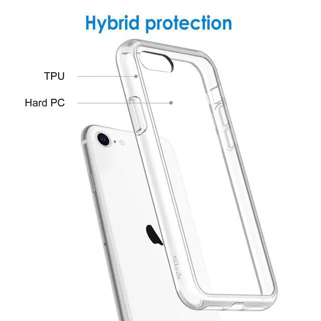 Alt view image 3 of 6 - Case for iPhone SE 3/2 (2022/2020 Edition), iPhone 8 and iPhone 7, 4.7-Inch, Non-Yellowing Shockproof Phone Bumper Cover, Anti-Scratch Clear Back (Clear)
