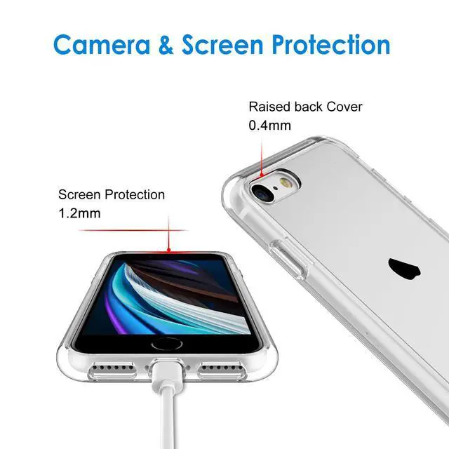 Alt view image 5 of 6 - Case for iPhone SE 3/2 (2022/2020 Edition), iPhone 8 and iPhone 7, 4.7-Inch, Non-Yellowing Shockproof Phone Bumper Cover, Anti-Scratch Clear Back (Clear)
