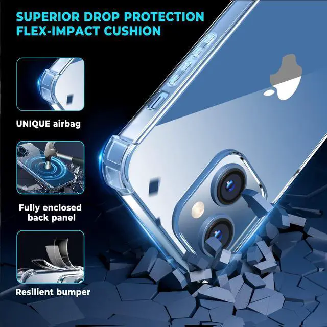 Alt view image 3 of 7 - for iPhone 14/13 Case with 4 Corners Shockproof Protection, Clear Case for Women Men, Kids