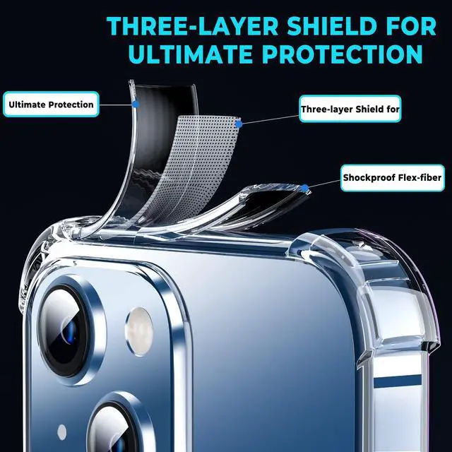 Alt view image 5 of 7 - for iPhone 14/13 Case with 4 Corners Shockproof Protection, Clear Case for Women Men, Kids