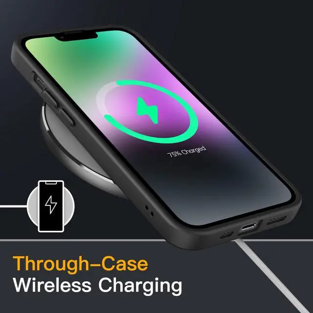 Alt view image 6 of 6 - Matte Case for iPhone 14 6.1-Inch, Shockproof Military Grade Drop Protection, Frosted Translucent Back Phone Cover, Anti-Fingerprint (Black)