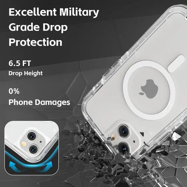 Alt view image 5 of 6 - for iPhone 13 Case, Compatible with MagSafe, Durable Dual Layer Transparent Magnetic Phone Cases, Heavy Duty Shockproof and Anti-Drop Protective Cover for iPhone 13, 6.1'', Clear