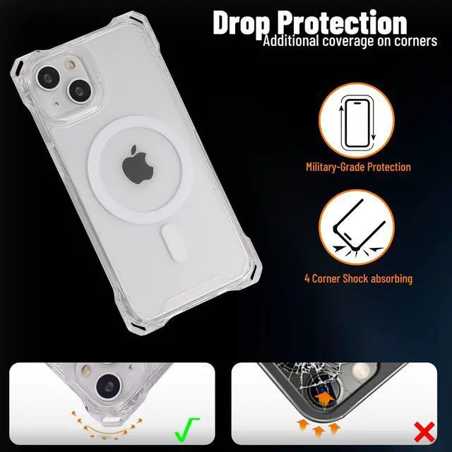 Alt view image 4 of 7 - Magnetic Case for iPhone 16 Pro Max, Compatible with MagSafe, Clear Strong Magnetic Soft Frame PC Back Shockproof Protective Case Cover with Detachable Lanyard,Clear