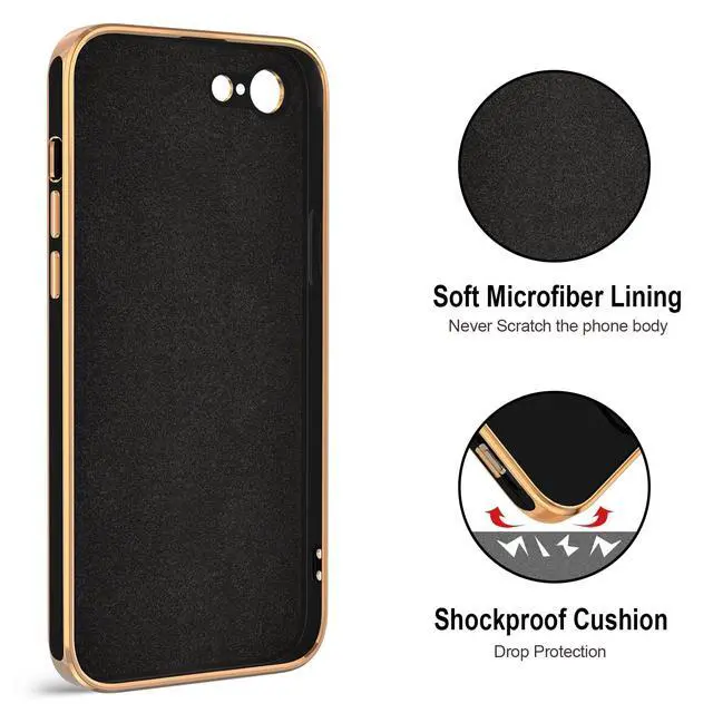 Alt view image 3 of 7 - Case for iPhone SE 2022, iPhone SE 2020, iPhone 7 Case, iPhone 8 Case with Ring Holder Stand Magnetic Kickstand, Plating Rose Gold Soft TPU Bumper Camera Protection Shockproof Phone Cases-Black
