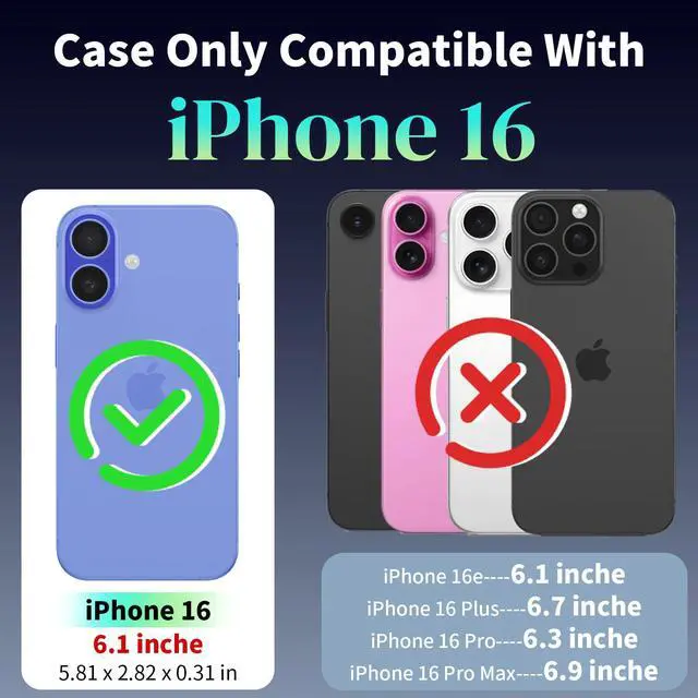 Alt view image 2 of 7 - for iPhone 16 Case with Screen Protector: 360°Grade Rotatable Kickstand (Non-Slip) Military-Grade Drop and Shock Protection - Case for iPhone 16 (Blue)