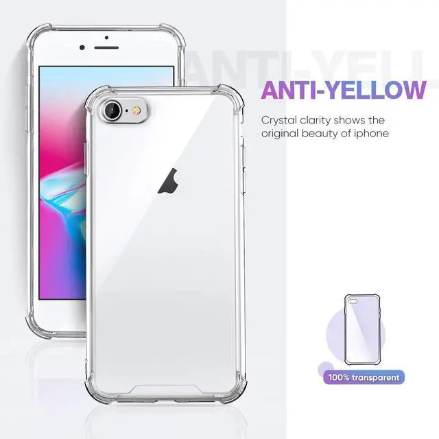 Alt view image 2 of 7 - for iPhone SE 3/2 Case Clear,with 4 Corners Shockproof Protection,iPhone 8/7 Clear Case for Women Men Girls Boys Kids,Case for iPhone SE Phone Clear