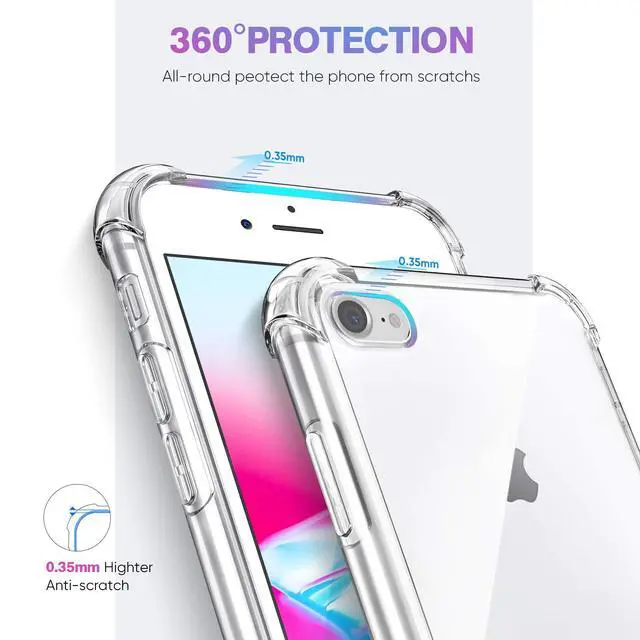Alt view image 3 of 7 - for iPhone SE 3/2 Case Clear,with 4 Corners Shockproof Protection,iPhone 8/7 Clear Case for Women Men Girls Boys Kids,Case for iPhone SE Phone Clear
