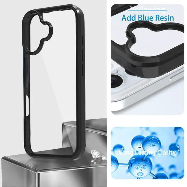Alt view image 3 of 7 - Compatiable with iPhone 16 Case Clear, Transparent Shockproof Phone Case, Anti-Scratch Hard PC Back Protective Cover Bumper Phone Case for iPhone 16 6.1-Inch