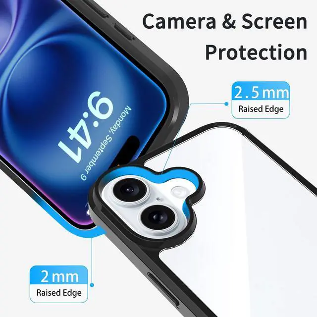 Alt view image 4 of 7 - Compatiable with iPhone 16 Case Clear, Transparent Shockproof Phone Case, Anti-Scratch Hard PC Back Protective Cover Bumper Phone Case for iPhone 16 6.1-Inch