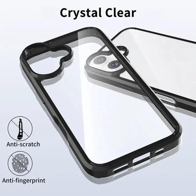 Alt view image 5 of 7 - Compatiable with iPhone 16 Case Clear, Transparent Shockproof Phone Case, Anti-Scratch Hard PC Back Protective Cover Bumper Phone Case for iPhone 16 6.1-Inch