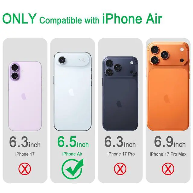 Alt view image 2 of 7 - Designed for iPhone Air Case, Dual Layer Heavy Duty Shockproof Protective Phone Cases Cover, Military Grade Drop Protection, White