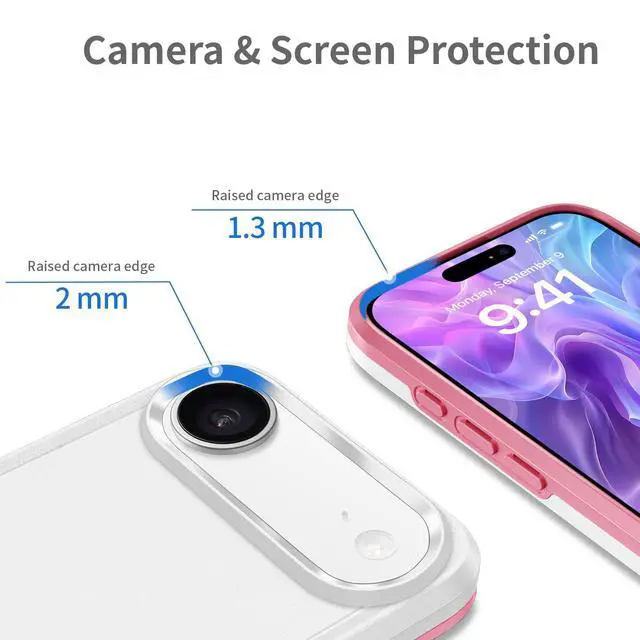 Alt view image 3 of 7 - Designed for iPhone Air Case, Dual Layer Heavy Duty Shockproof Protective Phone Cases Cover, Military Grade Drop Protection, White